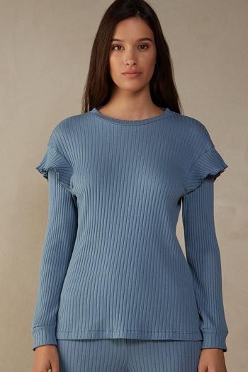 Intimssimi Cozy Mountains Long Sleeve Πλευρωτός Top μπλε | GRXMI43911