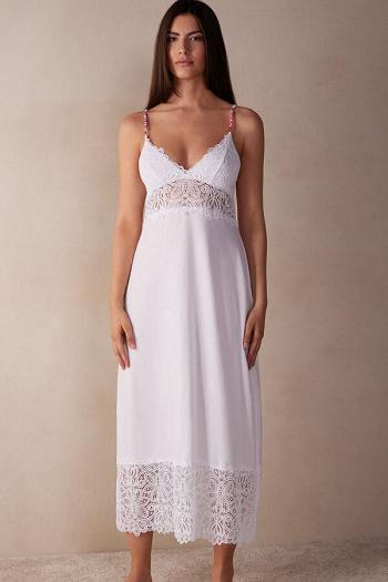 Intimssimi Hot Summer Days Long Nightgown in Supima® Ultrafresh βαμβακερα ασπρα | QGRUV85908