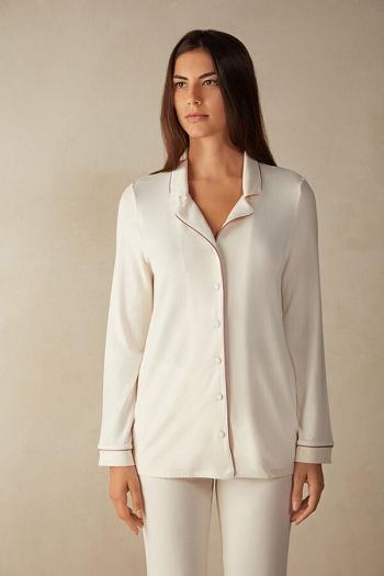 Intimssimi Long-Sleeve Micromodal Pajama Top Natural | LGRTR74546