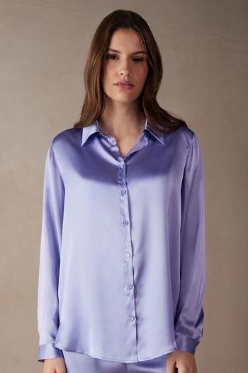 Intimssimi Long Sleeve Silk Shirt Violet | ZGRMJ36791