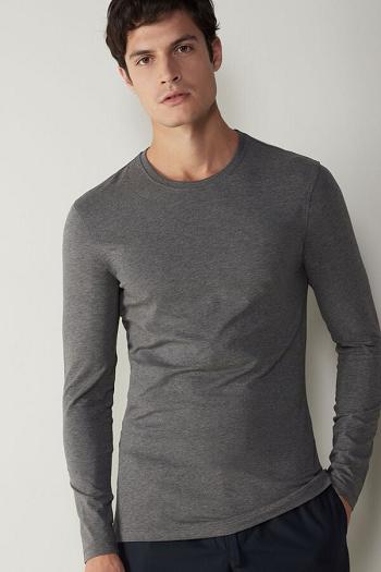 Intimssimi Long-Sleeve Stretch Supima βαμβακερα Top σκούρο γκρι | QGRWA69780