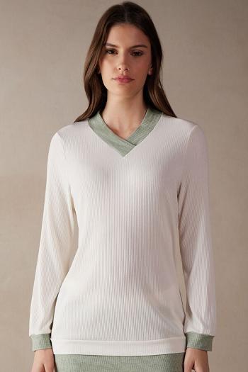 Intimssimi Lost in Fields V-neck Top in Modal Natural | GRCVG54264