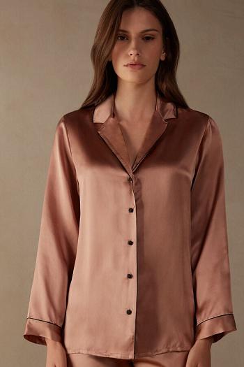 Intimssimi Mannish-Cut Jacket in Silk Satin Natural | GRDFL85310