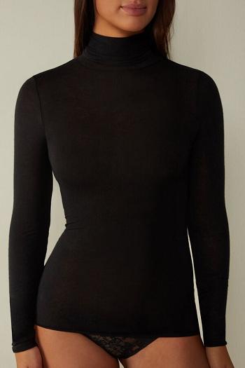 Intimssimi Modal Cashmere Ultralight High-Neck Top μαυρα | AGRWC22967