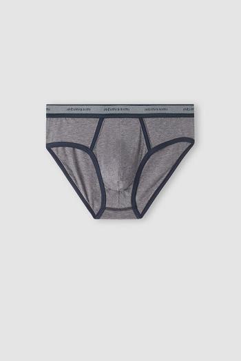 Intimssimi Natural Fresh Supima® βαμβακερα Briefs with Logo σκούρο γκρι | GGRUC98237