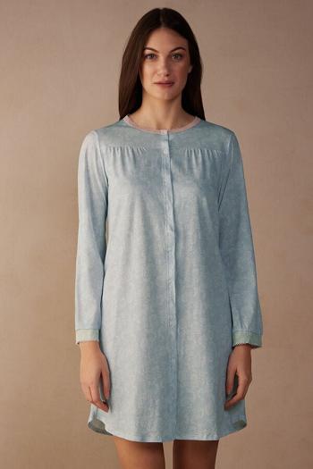 Intimssimi Romantic Cashmere Button Up Night Shirt ανοιχτο μπλε | UGRTG26513