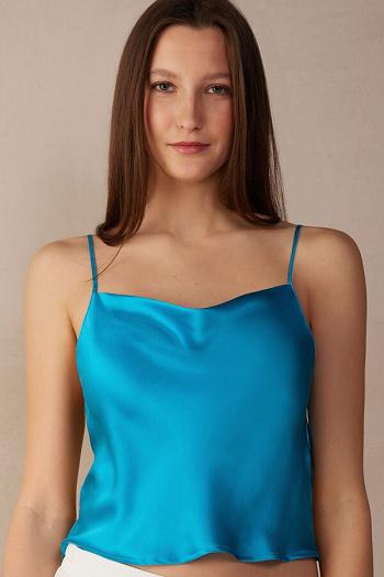 Intimssimi Silk Crop Camisole μπλε | UGRND85792