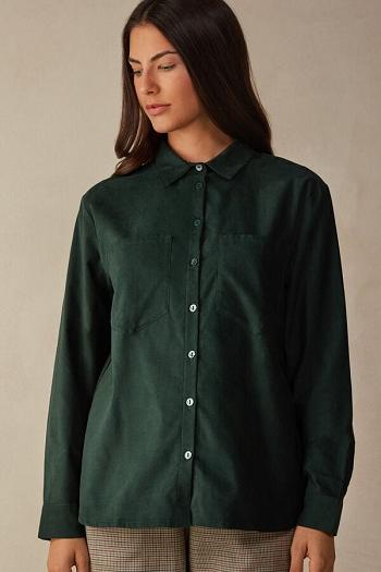 Intimssimi Slow and Cozy Velvet Shirt πρασινο | SGRNY11991