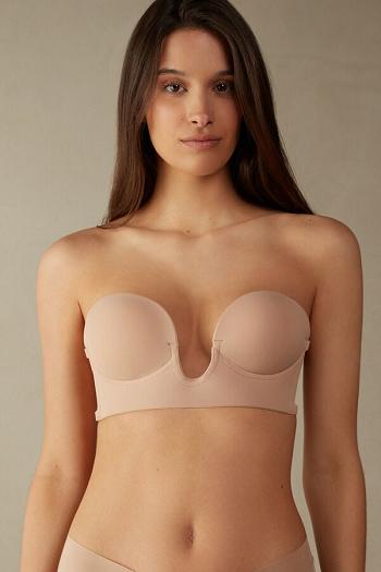 Intimssimi Stick-On Bandeau Plunge Bra with Graduated Cups Natural | GRJKU88816