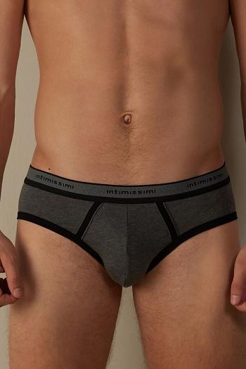 Intimssimi Stretch Supima® βαμβακερα Brief with Logo Detail μαυρα | TGRWZ67733