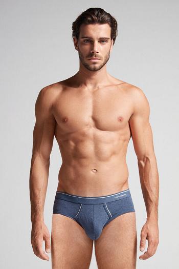 Intimssimi Supima βαμβακερα Briefs with Visible Elastic μπλε | AGRDF41132