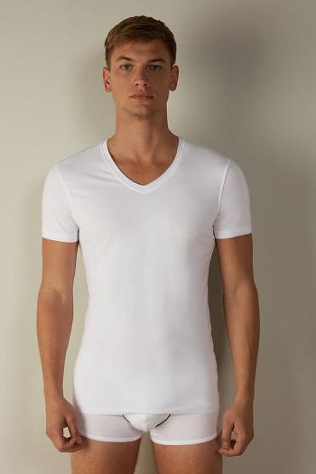 Intimssimi V-neck T-shirt in Stretch Supima® βαμβακερα ασπρα | GRDFL12841