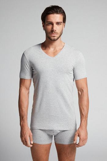 Intimssimi V-neck T-shirt in Stretch Supima® βαμβακερα γκρι | SGRVO52955