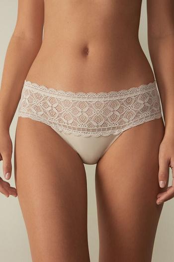 Intimssimi δαντελα and βαμβακερα High Rise Panties Natural | FGRHY62074