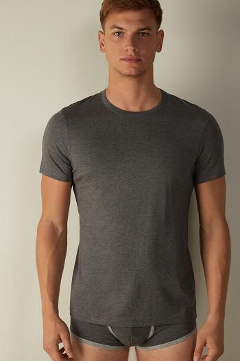 Intimssimi κοντο Sleeve Crew Neck T Shirt in Supima® βαμβακερα σκούρο γκρι | GRNEJ25373