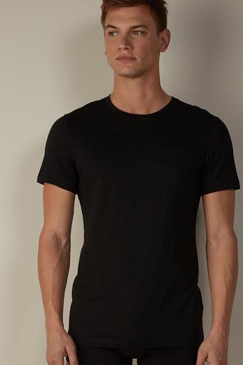 Intimssimi κοντο Sleeve Crew Neck T Shirt in Supima® βαμβακερα μαυρα | LGRSX25102