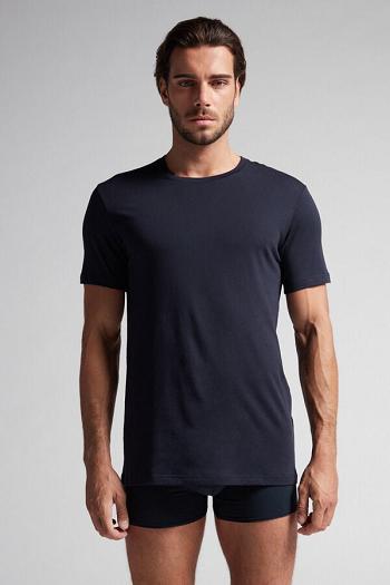 Intimssimi κοντο Sleeve Crew Neck T Shirt in Supima® βαμβακερα μπλε | SGRVO73672