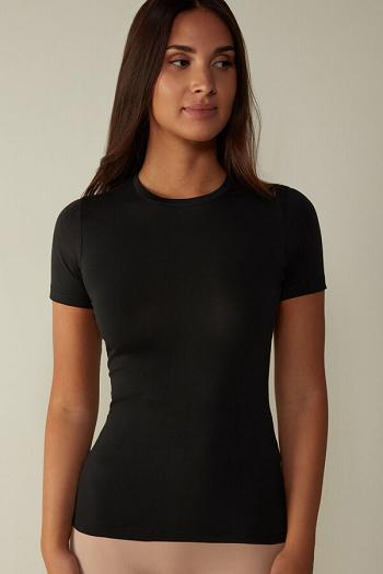 Intimssimi κοντο-Sleeved Stretch Supima® βαμβακερα Top μαυρα | GRICD66855