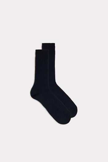 Intimssimi κοντο Πλευρωτός Egyptian βαμβακερα Socks μπλε | PGRQX76584