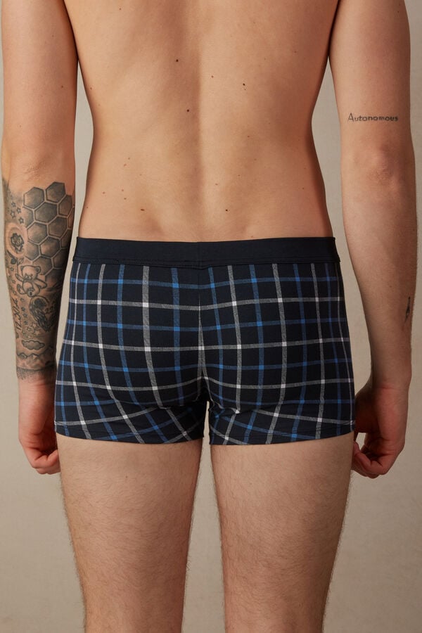 Intimssimi Blue Checkered Boxers in Stretch Supima® βαμβακερα μπλε | GRIIZ95903