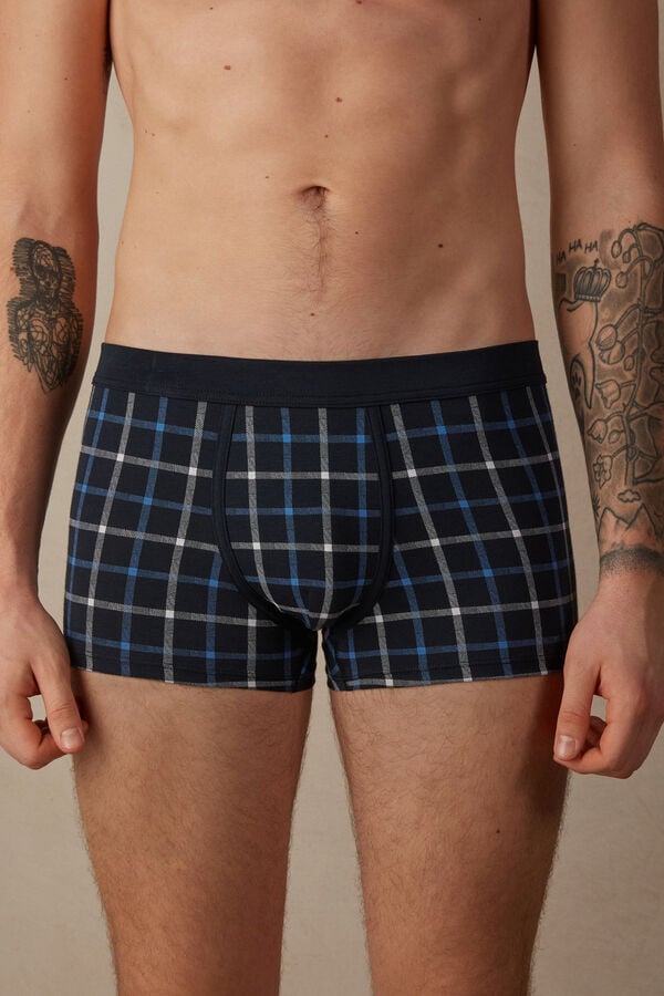 Intimssimi Blue Checkered Boxers in Stretch Supima® βαμβακερα μπλε | GRIIZ95903