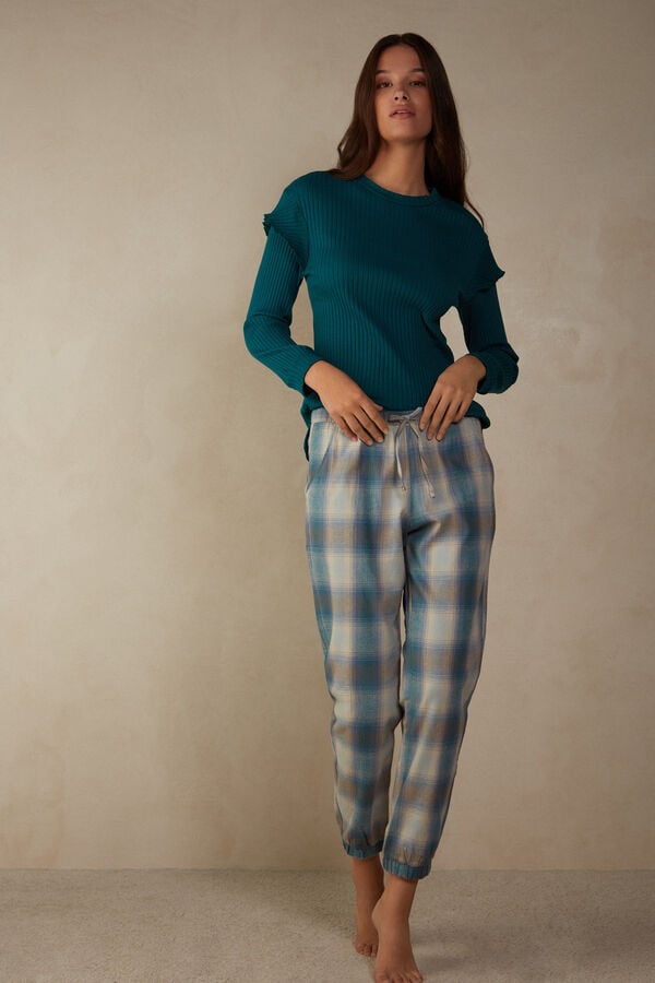 Intimssimi Cozy Mountains Brushed Cloth Pants with Cuffs πρασινο | GRQCS89114