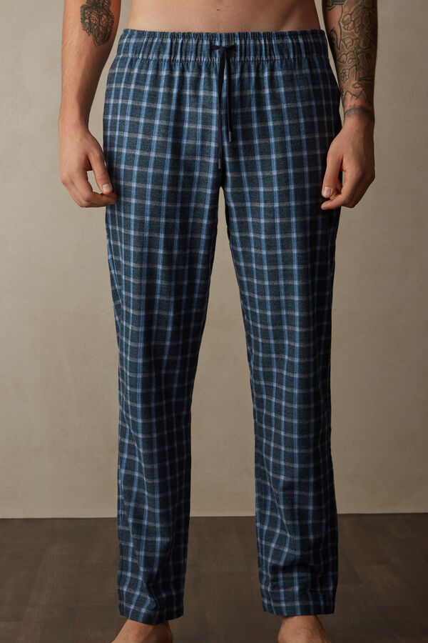 Intimssimi Full Length Pants in Check Patterned Brushed Cloth μπλε | EGRHC38088