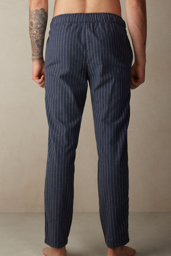 Intimssimi Full Length Pants in Denim Pinstripe Patterned Brushed Cloth μπλε | XGRGW19855