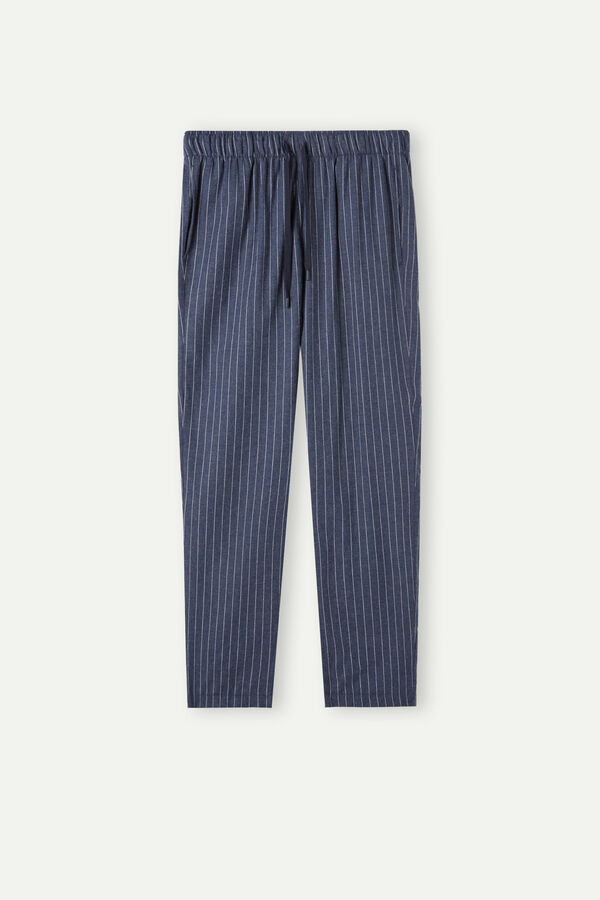 Intimssimi Full Length Pants in Denim Pinstripe Patterned Brushed Cloth μπλε | XGRGW19855