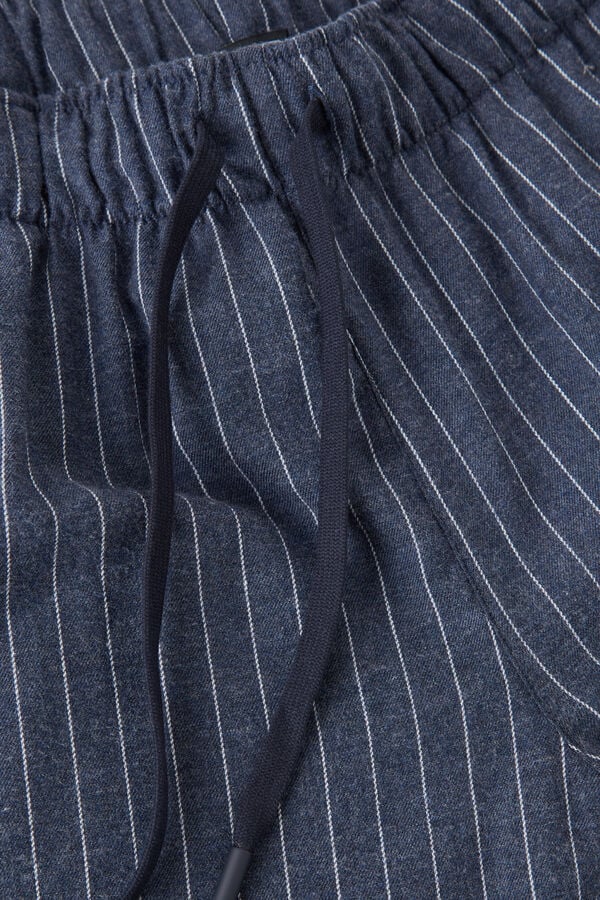 Intimssimi Full Length Pants in Denim Pinstripe Patterned Brushed Cloth μπλε | XGRGW19855