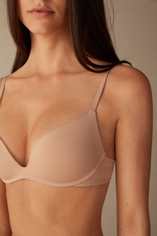 Intimssimi Gioia B Cup Microfiber Super Push-Up Bra Natural | PGRER89899