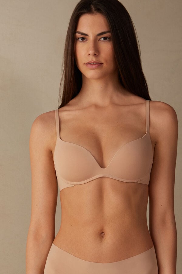 Intimssimi Gioia B Cup Microfiber Super Push-Up Bra Natural | PGRER89899