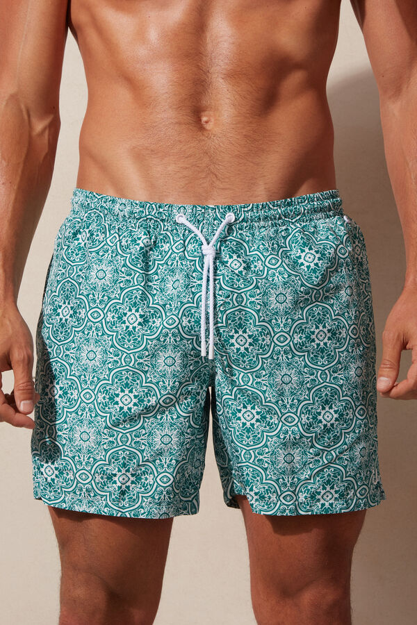 Intimssimi Green Majolica Print Swim Trunks μπλε | UGRND77160