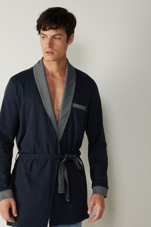 Intimssimi Interlock βαμβακερα Smoking Jacket μπλε | GRCVG69514