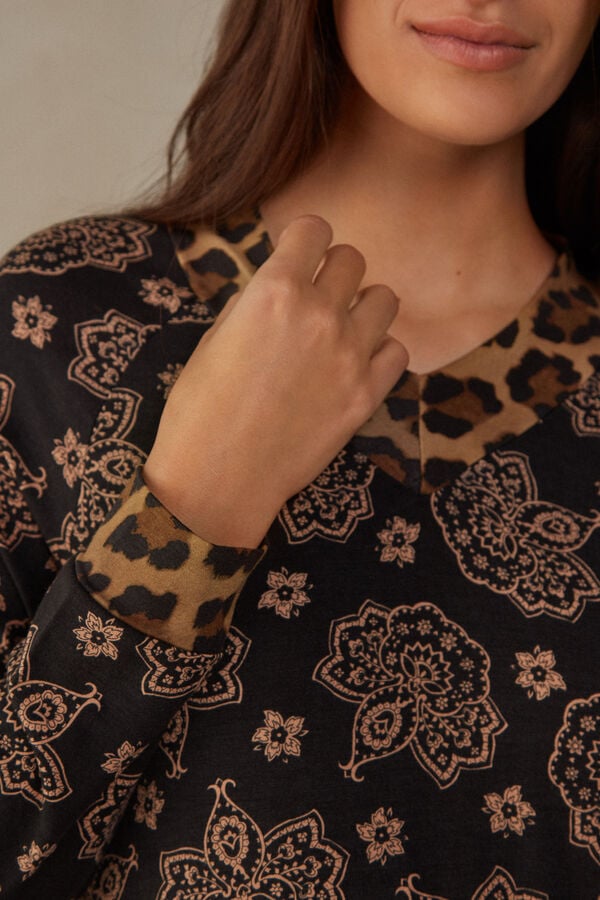 Intimssimi Lady Animalier Long Sleeve Modal Top Print | YGRGT98581