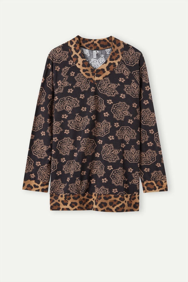 Intimssimi Lady Animalier Long Sleeve Modal Top Print | YGRGT98581