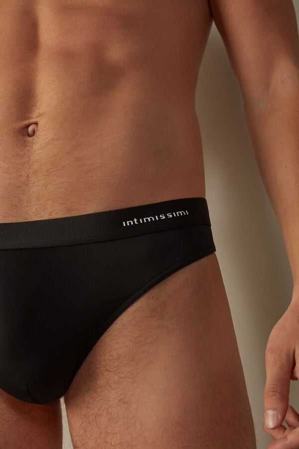 Intimssimi Logo Detailed Microfiber Στρινγκ μαυρα | GRJZR32698