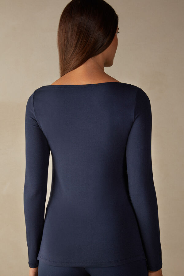 Intimssimi Long Sleeve Bateau Neck Top in Micromodal μπλε | GREGJ16613