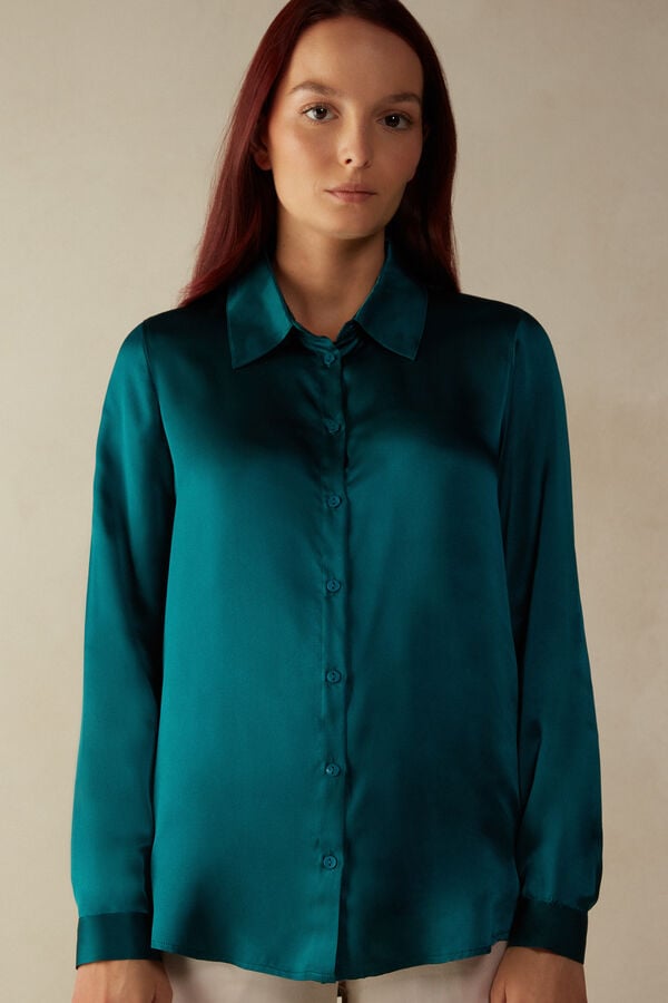 Intimssimi Long Sleeve Silk Shirt πρασινο | ZGRNQ97300