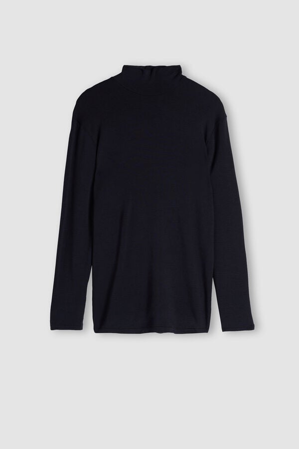 Intimssimi Long-sleeve High-Neck Modal-Cashmere Top μπλε | QGRUV77979