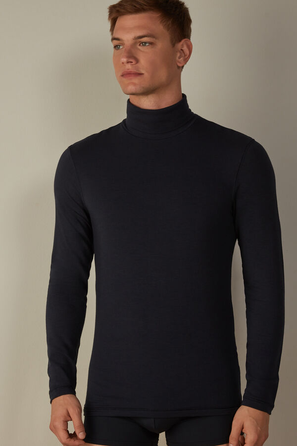 Intimssimi Long-sleeve High-Neck Modal-Cashmere Top μπλε | QGRUV77979