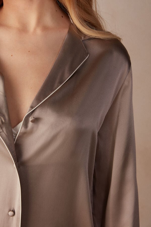 Intimssimi Mannish-Cut Jacket in Silk Satin Natural | GRIIZ85332