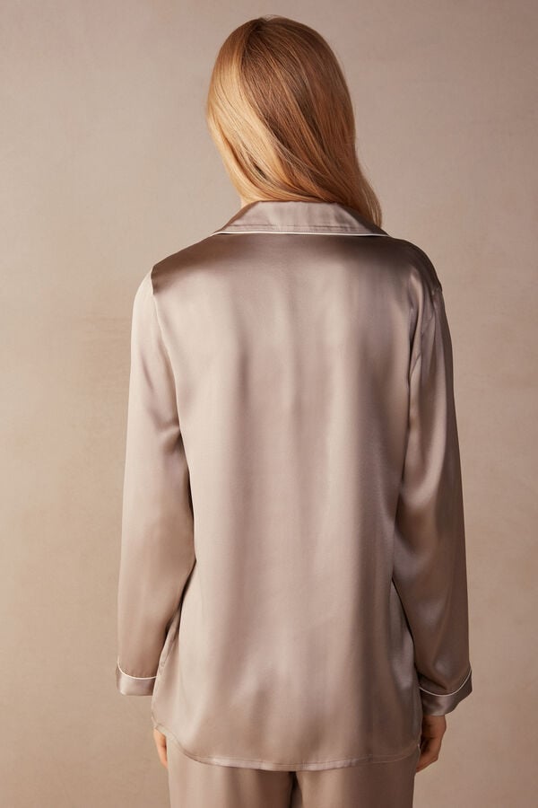 Intimssimi Mannish-Cut Jacket in Silk Satin Natural | GRIIZ85332