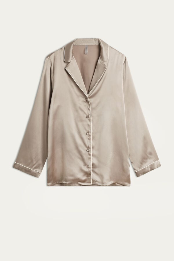 Intimssimi Mannish-Cut Jacket in Silk Satin Natural | GRIIZ85332