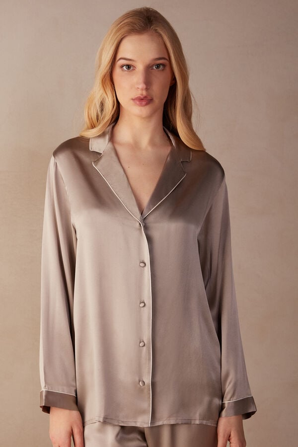 Intimssimi Mannish-Cut Jacket in Silk Satin Natural | GRIIZ85332