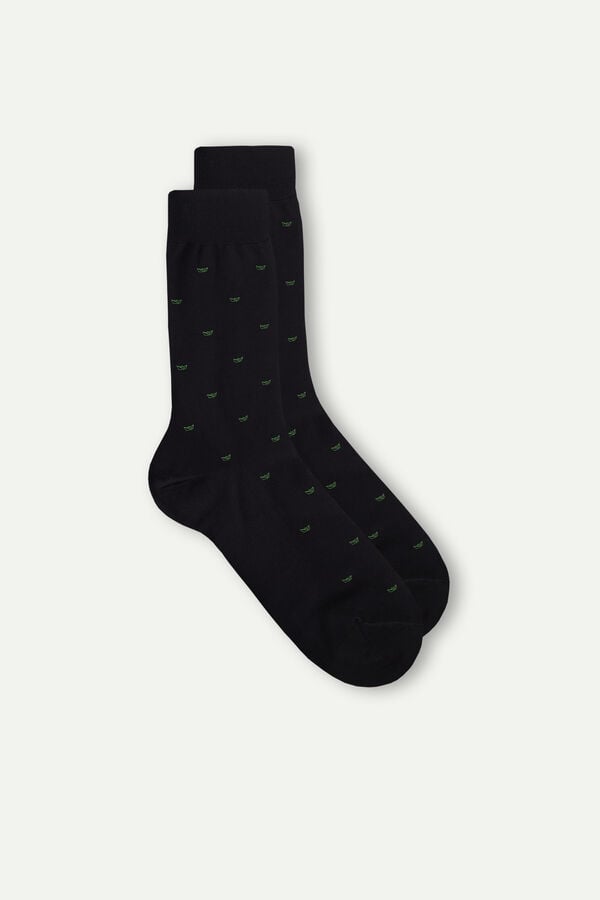 Intimssimi Men’s κοντο Socks in Patterned Lisle βαμβακερα μαυρα | GREAH38629