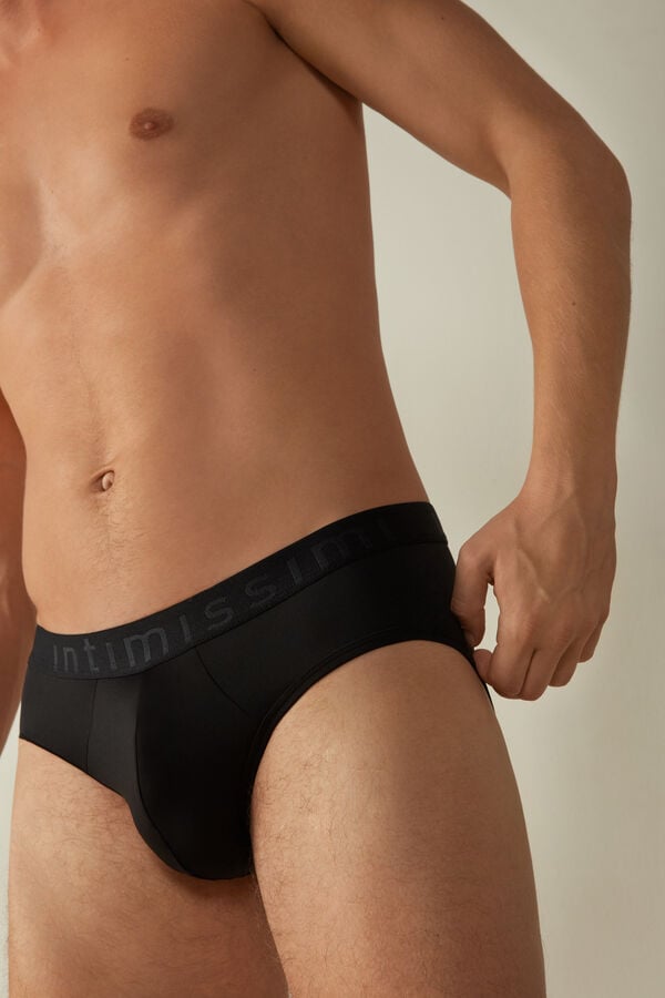 Intimssimi Microfiber Briefs with Logo Detail μαυρα | BGRSD24663