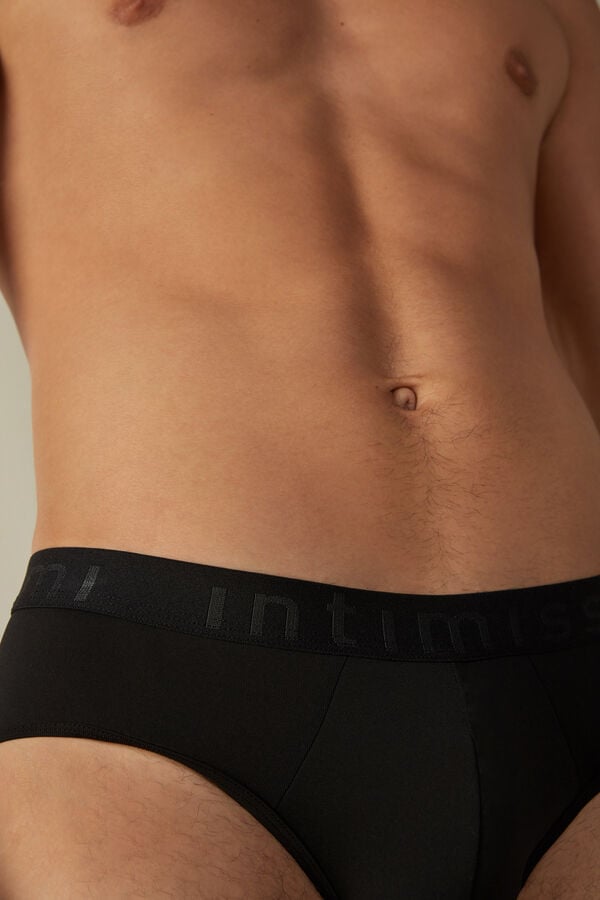 Intimssimi Microfiber Briefs with Logo Detail μαυρα | BGRSD24663