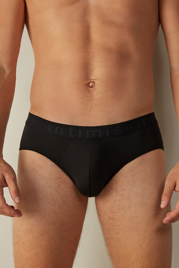 Intimssimi Microfiber Briefs with Logo Detail μαυρα | BGRSD24663