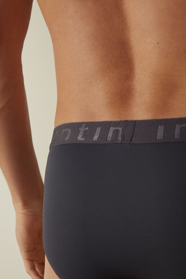 Intimssimi Microfiber Briefs with Logo Detail γκρι | GRCIF39243